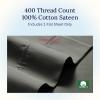 imageCalifornia Design Den Flat White King Sheets Only  Soft 400 Thread Count 100 Cotton Sateen Cooling ampamp Breathable Bed Sheets  Bright White07  Grey