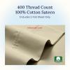 imageCalifornia Design Den Flat White King Sheets Only  Soft 400 Thread Count 100 Cotton Sateen Cooling ampamp Breathable Bed Sheets  Bright White26  Beige Golden Tone