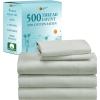 imageCalifornia Design Den Full Size Sheet Set  100 Cotton 500 Thread Count Sateen Cooling Deep Pocket Bed Sheets with Fitted Elastic Sheet Extra Soft Luxury Hotel Quality  White14  Silver Sage