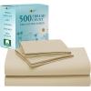 imageCalifornia Design Den Full Size Sheet Set  100 Cotton 500 Thread Count Sateen Cooling Deep Pocket Bed Sheets with Fitted Elastic Sheet Extra Soft Luxury Hotel Quality  White16  Beige