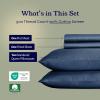 imageCalifornia Design Den Full Size Sheet Set  100 Cotton 500 Thread Count Sateen Cooling Deep Pocket Bed Sheets with Fitted Elastic Sheet Extra Soft Luxury Hotel Quality  White11  Navy Blue