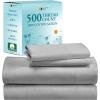 imageCalifornia Design Den Full Size Sheet Set  100 Cotton 500 Thread Count Sateen Cooling Deep Pocket Bed Sheets with Fitted Elastic Sheet Extra Soft Luxury Hotel Quality  White05  Light Grey