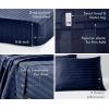 imageCalifornia Design Den Full Size Sheet Set  100 Cotton 500 Thread Count Sateen Cooling Deep Pocket Bed Sheets with Fitted Elastic Sheet Extra Soft Luxury Hotel Quality  White12  Navy Blue Striped