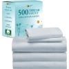 imageCalifornia Design Den Full Size Sheet Set  100 Cotton 500 Thread Count Sateen Cooling Deep Pocket Bed Sheets with Fitted Elastic Sheet Extra Soft Luxury Hotel Quality  White09  Light Blue