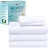 imageCalifornia Design Den Full Size Sheet Set  100 Cotton 500 Thread Count Sateen Cooling Deep Pocket Bed Sheets with Fitted Elastic Sheet Extra Soft Luxury Hotel Quality  White01  White