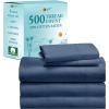 imageCalifornia Design Den Full Size Sheet Set  100 Cotton 500 Thread Count Sateen Cooling Deep Pocket Bed Sheets with Fitted Elastic Sheet Extra Soft Luxury Hotel Quality  White11  Navy Blue