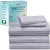 imageCalifornia Design Den Full Size Sheet Set  100 Cotton 500 Thread Count Sateen Cooling Deep Pocket Bed Sheets with Fitted Elastic Sheet Extra Soft Luxury Hotel Quality  White13  Lavender Striped
