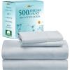 imageCalifornia Design Den Full Size Sheet Set  100 Cotton 500 Thread Count Sateen Cooling Deep Pocket Bed Sheets with Fitted Elastic Sheet Extra Soft Luxury Hotel Quality  White09  Light Blue