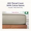 imageCalifornia Design Den Luxurious King Size Fitted Sheet Only  100 Cotton 600 Thread Count Soft Deep Pocket Bottom Fitted Sheet Sateen Weave Hotel Quality Featuring Foot Side Indicator  White21  Cool Taupe