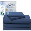 imageCalifornia Design Den Luxury 800 Thread Count 100 Cotton Sheets for Queen Size Bed  Soft SateenDeep Pockets with Anti Skid Elastic for a Snug Fit Cool ampamp Durable Bedding Set  White SheetsNavy Blue