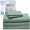 imageCalifornia Design Den Luxury 800 Thread Count 100 Cotton Sheets for Queen Size Bed  Soft SateenDeep Pockets with Anti Skid Elastic for a Snug Fit Cool ampamp Durable Bedding Set  White SheetsSage Green