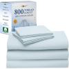 imageCalifornia Design Den Luxury 800 Thread Count 100 Cotton Sheets for Queen Size Bed  Soft SateenDeep Pockets with Anti Skid Elastic for a Snug Fit Cool ampamp Durable Bedding Set  White SheetsLight Blue