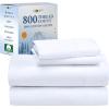 imageCalifornia Design Den Luxury 800 Thread Count 100 Cotton Sheets for Queen Size Bed  Soft SateenDeep Pockets with Anti Skid Elastic for a Snug Fit Cool ampamp Durable Bedding Set  White SheetsBright White