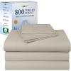 imageCalifornia Design Den Luxury 800 Thread Count 100 Cotton Sheets for Queen Size Bed  Soft SateenDeep Pockets with Anti Skid Elastic for a Snug Fit Cool ampamp Durable Bedding Set  White SheetsBeige