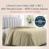 imageCalifornia Design Den Oversized King Duvet Cover Only  Winner Good Housekeeping Best Bedding Awards 2025 Premium 400 Thread Count Sateen 100 Cotton Duvet Cover Button Closure ampamp Corner Ties White26  Beige Golden Tone