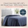 imageCalifornia Design Den Oversized King Duvet Cover Only  Winner Good Housekeeping Best Bedding Awards 2025 Premium 400 Thread Count Sateen 100 Cotton Duvet Cover Button Closure ampamp Corner Ties White12  Indigo Dusty Blue