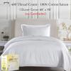 imageCalifornia Design Den Oversized King Duvet Cover Only  Winner Good Housekeeping Best Bedding Awards 2025 Premium 400 Thread Count Sateen 100 Cotton Duvet Cover Button Closure ampamp Corner Ties White02  Striped White