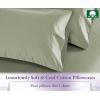 imageCalifornia Design Den Pillow Cases Standard Size Set of 2  Luxury 1000 Thread Count Sateen Soft and Thick 100 Cotton Pillowcases QueenStandard Breathable and Durable Hotel Quality  WhiteSage Green