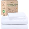 imageCalifornia Design Den Queen Sheet Set  Soft 100 Organic Cotton Sheets with Deep Pockets Crisp Percale Breathable and Durable Bedding Set  White01  Bright White
