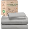 imageCalifornia Design Den Queen Sheet Set  Soft 100 Organic Cotton Sheets with Deep Pockets Crisp Percale Breathable and Durable Bedding Set  White03  Light Grey