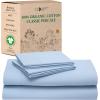 imageCalifornia Design Den Queen Sheet Set  Soft 100 Organic Cotton Sheets with Deep Pockets Crisp Percale Breathable and Durable Bedding Set  White05  Light Blue