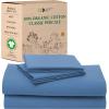 imageCalifornia Design Den Queen Sheet Set  Soft 100 Organic Cotton Sheets with Deep Pockets Crisp Percale Breathable and Durable Bedding Set  White07  Riviera Blue
