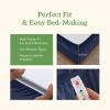 imageCalifornia Design Den Queen Sheet Set  Soft 100 Organic Cotton Sheets with Deep Pockets Crisp Percale Breathable and Durable Bedding Set  White08  Navy