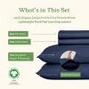 imageCalifornia Design Den Queen Sheet Set  Soft 100 Organic Cotton Sheets with Deep Pockets Crisp Percale Breathable and Durable Bedding Set  White08  Navy