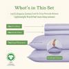 imageCalifornia Design Den Queen Sheet Set  Soft 100 Organic Cotton Sheets with Deep Pockets Crisp Percale Breathable and Durable Bedding Set  White09  Lavender Mist