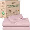 imageCalifornia Design Den Queen Sheet Set  Soft 100 Organic Cotton Sheets with Deep Pockets Crisp Percale Breathable and Durable Bedding Set  White12  Pink  Chalky Tone