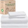 imageCalifornia Design Den Queen Sheet Set  Soft 100 Organic Cotton Sheets with Deep Pockets Crisp Percale Breathable and Durable Bedding Set  White14  Quatrefoil Grey Print