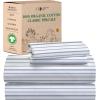 imageCalifornia Design Den Queen Sheet Set  Soft 100 Organic Cotton Sheets with Deep Pockets Crisp Percale Breathable and Durable Bedding Set  White15  Blue Stripe Print