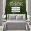 imageCalifornia Design Den Rayon from Bamboo Sheets Queen Size Bed Set  Luxury Cooling Sheets with Deep Pockets for a Snug Fit Durable SilkLike Bedding Set  WhiteSilver Gray