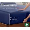imageCalifornia Design Den Soft 100 Cotton Full Fitted Sheet Only Deep Pocket Durable Sateen AllAround Elastic HeadFoot Side Indicators Full Size Fitted Sheet Cotton Blue Hydrangea07  Navy Blue