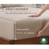 imageCalifornia Design Den Soft 100 Cotton Full Fitted Sheet Only Deep Pocket Durable Sateen AllAround Elastic HeadFoot Side Indicators Full Size Fitted Sheet Cotton Blue Hydrangea19  Beige Warm Taupe