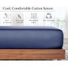 imageCalifornia Design Den Soft 100 Cotton Full Fitted Sheet Only Deep Pocket Durable Sateen AllAround Elastic HeadFoot Side Indicators Full Size Fitted Sheet Cotton Blue Hydrangea07  Navy Blue