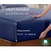 imageCalifornia Design Den Soft 100 Cotton Full Fitted Sheet Only Deep Pocket Durable Sateen AllAround Elastic HeadFoot Side Indicators Full Size Fitted Sheet Cotton Blue Hydrangea07  Navy Blue