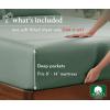 imageCalifornia Design Den Soft 100 Cotton Full Fitted Sheet Only Deep Pocket Durable Sateen AllAround Elastic HeadFoot Side Indicators Full Size Fitted Sheet Cotton Blue Hydrangea13  Sage Green  Dark