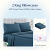 imageCalifornia Design Den Standard Queen Size Pillowcase Set  400 Thread Count 100 Cotton Sateen Set of 2 Pillow Covers Breathable Cooling Soft for Quality Sleep  Bright White13  Blue Peacock