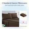 imageCalifornia Design Den Standard Queen Size Pillowcase Set  400 Thread Count 100 Cotton Sateen Set of 2 Pillow Covers Breathable Cooling Soft for Quality Sleep  Bright White29  Espresso Chocolate Brown