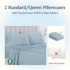 imageCalifornia Design Den Standard Queen Size Pillowcase Set  400 Thread Count 100 Cotton Sateen Set of 2 Pillow Covers Breathable Cooling Soft for Quality Sleep  Bright White09  Sky Blue