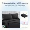 imageCalifornia Design Den Standard Queen Size Pillowcase Set  400 Thread Count 100 Cotton Sateen Set of 2 Pillow Covers Breathable Cooling Soft for Quality Sleep  Bright White08  Black