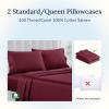 imageCalifornia Design Den Standard Queen Size Pillowcase Set  400 Thread Count 100 Cotton Sateen Set of 2 Pillow Covers Breathable Cooling Soft for Quality Sleep  Bright White25  Red Burgundy