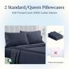 imageCalifornia Design Den Standard Queen Size Pillowcase Set  400 Thread Count 100 Cotton Sateen Set of 2 Pillow Covers Breathable Cooling Soft for Quality Sleep  Bright White12  Indigo Dusty Blue