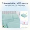 imageCalifornia Design Den Standard Queen Size Pillowcase Set  400 Thread Count 100 Cotton Sateen Set of 2 Pillow Covers Breathable Cooling Soft for Quality Sleep  Bright White16  Seafoam