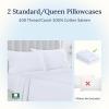 imageCalifornia Design Den Standard Queen Size Pillowcase Set  400 Thread Count 100 Cotton Sateen Set of 2 Pillow Covers Breathable Cooling Soft for Quality Sleep  Bright White01  White