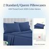 imageCalifornia Design Den Standard Queen Size Pillowcase Set  400 Thread Count 100 Cotton Sateen Set of 2 Pillow Covers Breathable Cooling Soft for Quality Sleep  Bright White11  Navy Blue