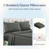 imageCalifornia Design Den Standard Queen Size Pillowcase Set  400 Thread Count 100 Cotton Sateen Set of 2 Pillow Covers Breathable Cooling Soft for Quality Sleep  Bright White07  Grey
