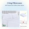 imageCalifornia Design Den Standard Queen Size Pillowcase Set  400 Thread Count 100 Cotton Sateen Set of 2 Pillow Covers Breathable Cooling Soft for Quality Sleep  Bright White01  White