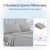 imageCalifornia Design Den Standard Queen Size Pillowcase Set  400 Thread Count 100 Cotton Sateen Set of 2 Pillow Covers Breathable Cooling Soft for Quality Sleep  Bright White06  Grey Light